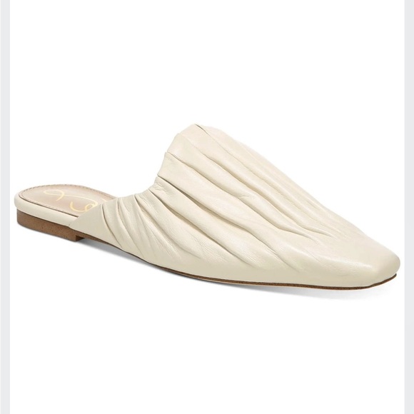 Sam Edelman Cecilia Ivory Leather square toe slip on mules flats - Picture 3 of 15